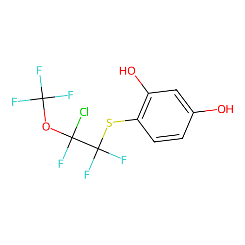 4-((2-Chloro-1,1,2-trifluoro-2-(trifluoromethoxy)ethyl)thio)benzene-1,3-diol structure