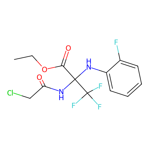 Ethyl 2-(2-chloroacetamido)-3,3,3-trifluoro-2-(2-fluoroanilino)propionate structure
