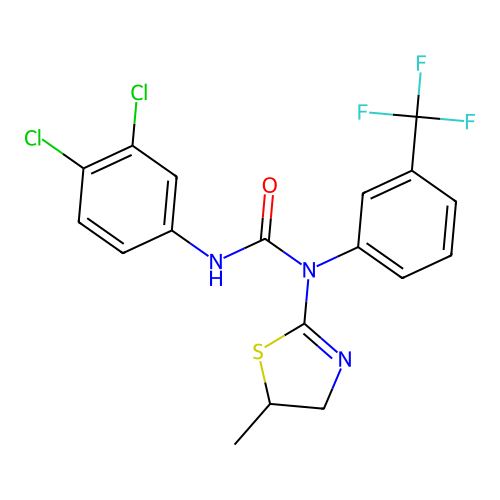 3-(3,4-dichlorophenyl)-1-(5-methyl-4,5-dihydro-1,3-thiazol-2-yl)-1-[3-(trifluoromethyl)phenyl]urea structure