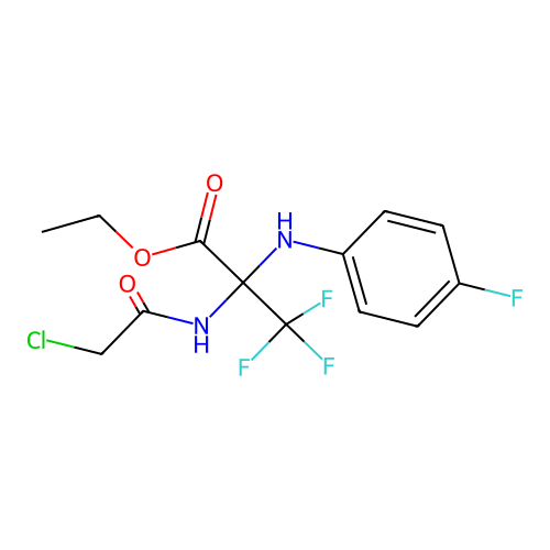 Ethyl 2-(2-chloroacetamido)-3,3,3-trifluoro-2-(4-fluoroanilino)propionate structure
