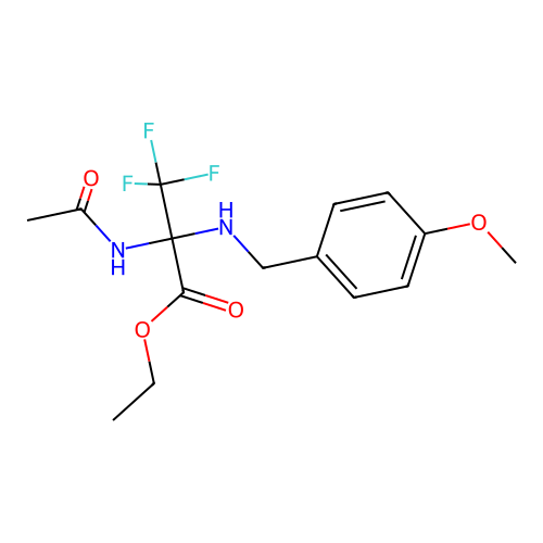 ethyl N-acetyl-3,3,3-trifluoro-2-[(4-methoxybenzyl)amino]alaninate structure
