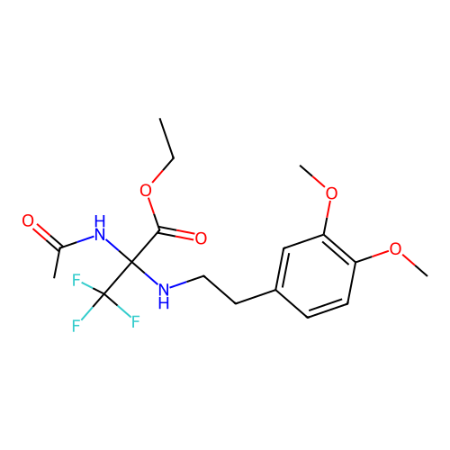 ethyl N-acetyl-2-{[2-(3,4-dimethoxyphenyl)ethyl]amino}-3,3,3-trifluoroalaninate structure