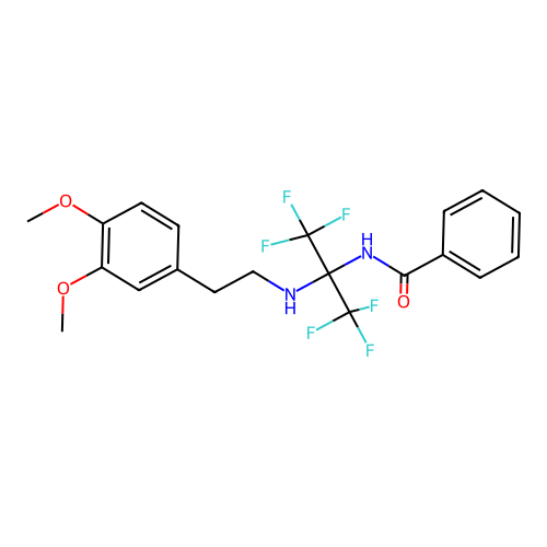 N-(2-{[2-(3,4-dimethoxyphenyl)ethyl]amino}-1,1,1,3,3,3-hexafluoropropan-2-yl)benzamide structure