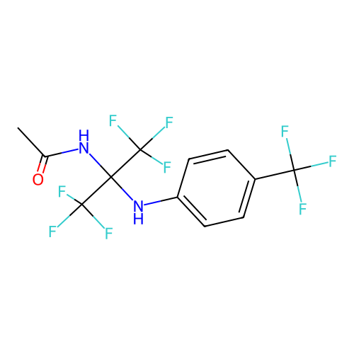 N-(1,1,1,3,3,3-hexafluoro-2-((4-(trifluoromethyl)phenyl)amino)propan-2-yl)acetamide structure