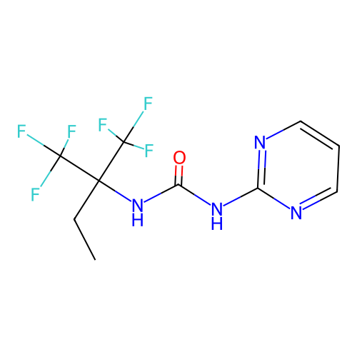 1-Pyrimidin-2-yl-3-[1,1,1-trifluoro-2-(trifluoromethyl)butan-2-yl]urea structure