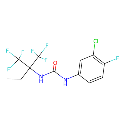 1-(3-chloro-4-fluorophenyl)-3-[1,1,1-trifluoro-2-(trifluoromethyl)butan-2-yl]urea structure