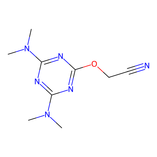 {[4,6-Bis(dimethylamino)-1,3,5-triazin-2-yl]oxy}acetonitrile structure