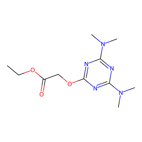 Ethyl {[4,6-bis(dimethylamino)-1,3,5-triazin-2-yl]oxy}acetate structure