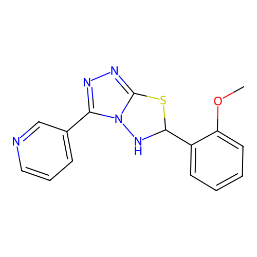 6-(2-methoxyphenyl)-3-pyridin-3-yl-5,6-dihydro-[1,2,4]triazolo[3,4-b][1,3,4]thiadiazole structure