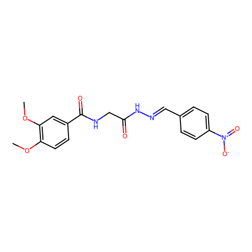 3,4-Dimethoxy-N-(2-(2-(4-nitrobenzylidene)hydrazino)-2-oxoethyl)benzamide structure