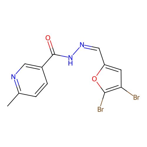 N'-[(Z)-(4,5-dibromofuran-2-yl)methylidene]-6-methylpyridine-3-carbohydrazide structure