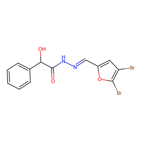 N'-[(4,5-dibromo-2-furyl)methylene]-2-hydroxy-2-phenylacetohydrazide structure
