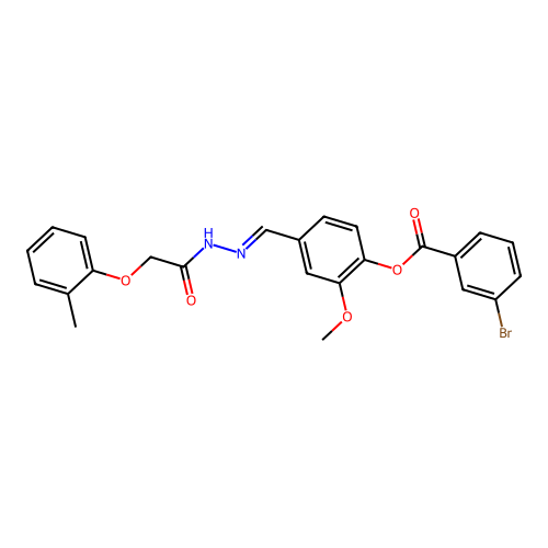 2-Methoxy-4-(2-((2-methylphenoxy)acetyl)carbohydrazonoyl)phenyl 3-bromobenzoate structure