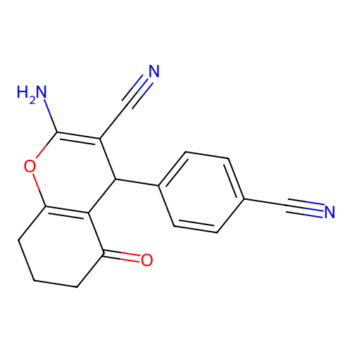 2-amino-4-(4-cyanophenyl)-5-oxo-5,6,7,8-tetrahydro-4H-chromene-3-carbonitrile structure