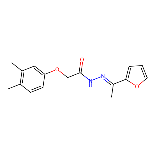 2-(3,4-dimethylphenoxy)-N'-[(1E)-1-(furan-2-yl)ethylidene]acetohydrazide structure