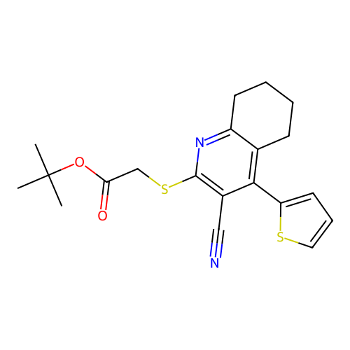 tert-butyl [(3-cyano-4-thien-2-yl-5,6,7,8-tetrahydroquinolin-2-yl)thio]acetate structure