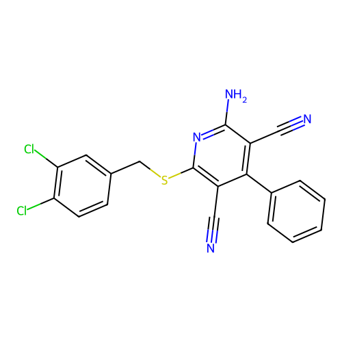 2-Amino-6-[(3,4-dichlorobenzyl)sulfanyl]-4-phenylpyridine-3,5-dicarbonitrile structure