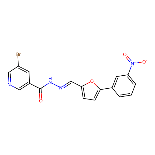 5-bromo-N'-[(5-{3-nitrophenyl}-2-furyl)methylene]nicotinohydrazide structure
