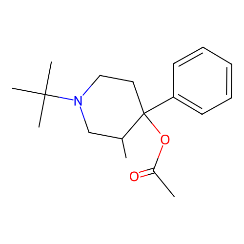 1-Tert-butyl-3-methyl-4-phenyl-4-piperidinyl acetate structure