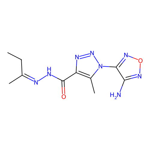 (Z)-1-(4-amino-1,2,5-oxadiazol-3-yl)-N'-(butan-2-ylidene)-5-methyl-1H-1,2,3-triazole-4-carbohydrazide structure