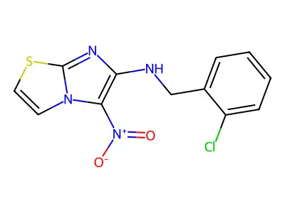 N-((2-Chlorophenyl)methyl)-5-nitroimidazo(2,1-b)thiazol-6-amine structure