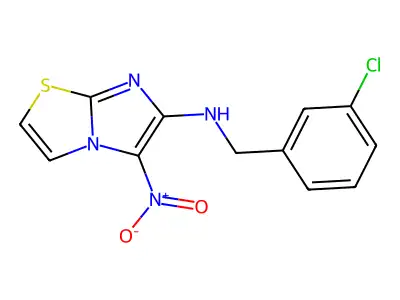 N-(3-chlorobenzyl)-5-nitroimidazo[2,1-b][1,3]thiazol-6-amine structure