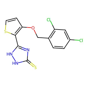5-{3-[(2,4-dichlorobenzyl)oxy]-2-thienyl}-4H-1,2,4-triazole-3-thiol structure