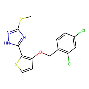 3-{3-[(2,4-dichlorobenzyl)oxy]-2-thienyl}-5-(methylsulfanyl)-4H-1,2,4-triazole structure