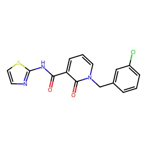 1-[(3-chlorophenyl)methyl]-2-oxo-N-(1,3-thiazol-2-yl)pyridine-3-carboxamide structure