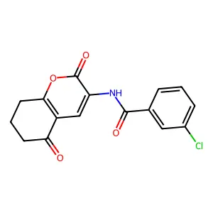 3-chloro-N-(2,5-dioxo-5,6,7,8-tetrahydro-2H-chromen-3-yl)benzenecarboxamide structure