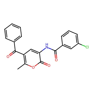 N-(5-Benzoyl-6-methyl-2-oxo-2H-pyran-3-yl)-3-chlorobenzamide structure