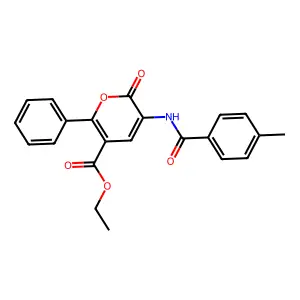 Ethyl 3-[(4-methylbenzoyl)amino]-2-oxo-6-phenyl-2H-pyran-5-carboxylate structure