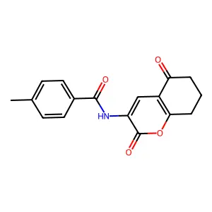 N-(2,5-dioxo-5,6,7,8-tetrahydro-2H-chromen-3-yl)-4-methylbenzenecarboxamide structure