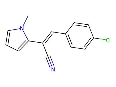 3-(4-chlorophenyl)-2-(1-methyl-1H-pyrrol-2-yl)prop-2-enenitrile structure