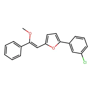 2-(3-Chlorophenyl)-5-(2-methoxy-2-phenylethenyl)furan structure