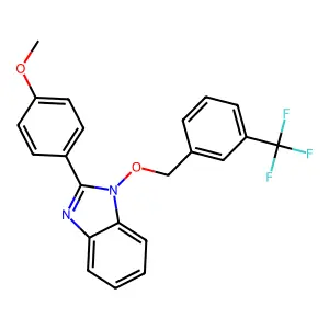 2-(4-methoxyphenyl)-1-{[3-(trifluoromethyl)benzyl]oxy}-1H-1,3-benzimidazole structure