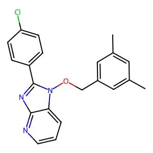2-(4-chlorophenyl)-1-[(3,5-dimethylbenzyl)oxy]-1H-imidazo[4,5-b]pyridine structure