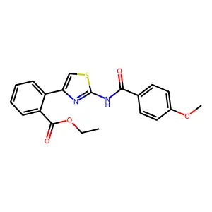 Ethyl 2-{2-[(4-methoxybenzoyl)amino]-1,3-thiazol-4-yl}benzenecarboxylate structure
