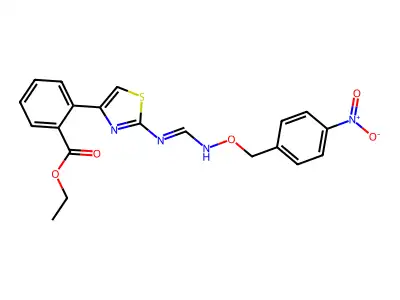 ethyl 2-{2-[(E)-N'-[(4-nitrophenyl)methoxy]imidamido]-1,3-thiazol-4-yl}benzoate structure