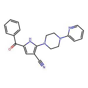 5-benzoyl-2-[4-(2-pyridinyl)piperazino]-1H-pyrrole-3-carbonitrile structure