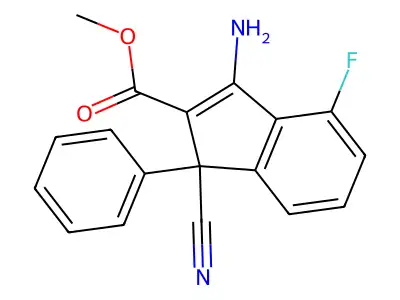 methyl 3-amino-1-cyano-4-fluoro-1-phenyl-1H-indene-2-carboxylate structure