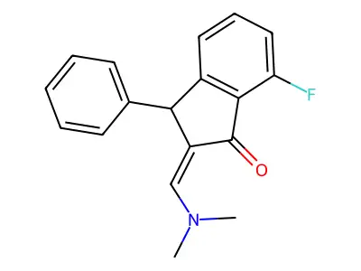 2-[(dimethylamino)methylidene]-7-fluoro-3-phenyl-2,3-dihydro-1H-inden-1-one structure