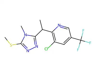 3-chloro-2-{1-[4-methyl-5-(methylsulfanyl)-4H-1,2,4-triazol-3-yl]ethyl}-5-(trifluoromethyl)pyridine structure