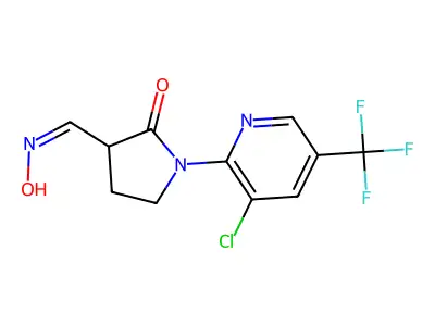 1-[3-chloro-5-(trifluoromethyl)-2-pyridinyl]-2-oxo-3-pyrrolidinecarbaldehyde oxime structure