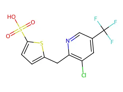 5-{[3-Chloro-5-(trifluoromethyl)-2-pyridinyl]methyl}-2-thiophenesulfonic acid structure