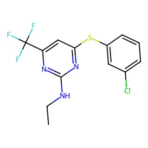 N-[4-[(3-chlorophenyl)sulfanyl]-6-(trifluoromethyl)-2-pyrimidinyl]-N-ethylamine structure