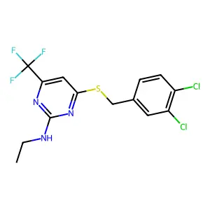 4-[(3,4-dichlorobenzyl)sulfanyl]-N-ethyl-6-(trifluoromethyl)-2-pyrimidinamine structure