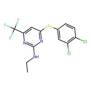 4-[(3,4-dichlorophenyl)sulfanyl]-N-ethyl-6-(trifluoromethyl)-2-pyrimidinamine structure