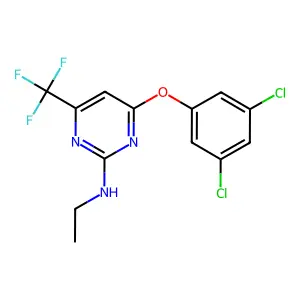 4-(3,5-dichlorophenoxy)-N-ethyl-6-(trifluoromethyl)pyrimidin-2-amine structure