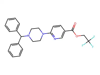 2,2,2-Trifluoroethyl 6-[4-(diphenylmethyl)piperazin-1-yl]pyridine-3-carboxylate structure
